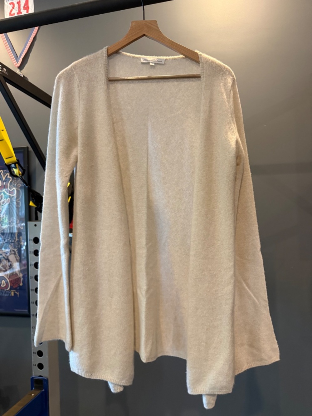 Blossom Cashmere 100% Cashmere Long Open Cardigan Ivory Size M